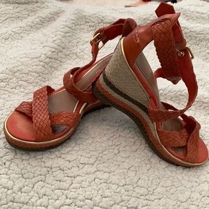 Sperry Platform Wedge Espadrille Orange Sandals 7.5